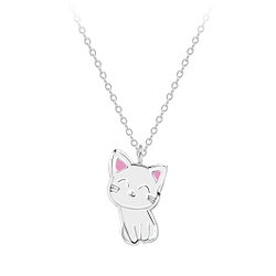 Wholesale Sterling Silver Cat Necklace - JD7555