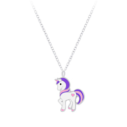 Wholesale Sterling Silver Unicorn Necklace - JD7558