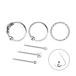 Wholesale Sterling Silver Mixed Nose Jewellery Set – 6 Pack - JD7838