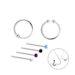 Wholesale Sterling Silver Mixed Nose Jewellery Set - JD10030