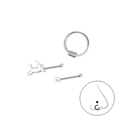 Wholesale Sterling Silver Mixed Nose Jewellery Set - JD10037