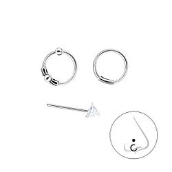 Wholesale Sterling Silver Mixed Nose Jewellery Set - JD10101