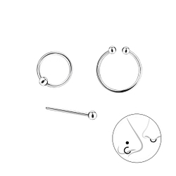 Wholesale Sterling Silver Mixed Nose Jewellery Set - JD10098