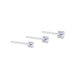 Wholesale 1.5mm 2mm and 2.5mm Crystal Sterling Silver Nose Stud Set - 3 Pack - JD7490