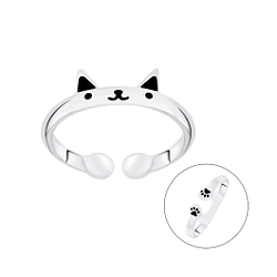 Wholesale Sterling Silver Cat Open Ring - JD7145