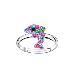 Wholesale Sterling Silver Dolphin Adjustable Ring - JD8369