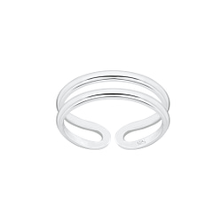 Wholesale Sterling Silver Double Line Adjustable Toe Ring - JD1641