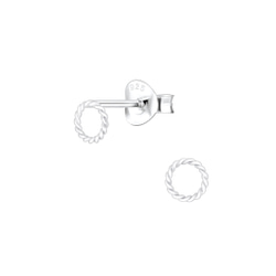 Wholesale Sterling Silver Twisted Circle Ear Studs - JD3893