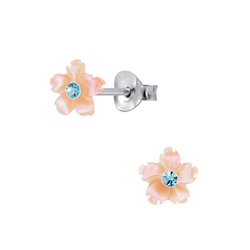 Wholesale Sterling Silver Shell Flower Ear Studs - JD2827