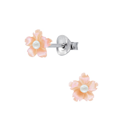 Wholesale Sterling Silver Shell Flower Ear Studs - JD2823