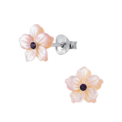 Wholesale Sterling Silver Shell Flower Ear Studs - JD2838