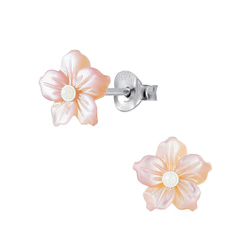 Wholesale Sterling Silver Shell Flower Ear Studs - JD2834
