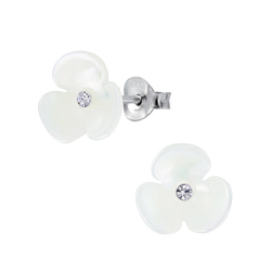 Wholesale Sterling Silver Shell Flower Ear Studs - JD2850