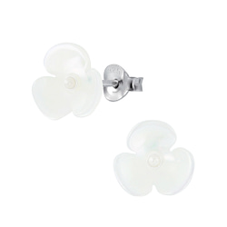Wholesale Sterling Silver Shell Flower Ear Studs - JD2849
