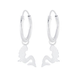 Wholesale Sterling Silver Mermaid Charm Ear Hoops - JD4960