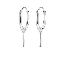 Wholesale Sterling Silver Bar Charm Ear Hoops - JD4977