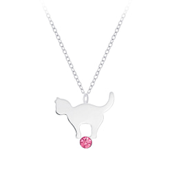 Wholesale Sterling Silver Cat Necklace - JD7413