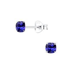 Wholesale 4mm Cushion Cubic Zirconia Sterling Silver Ear Studs - JD11212