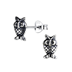 Wholesale Sterling Silver Owl Ear Studs - JD11365