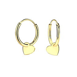 Wholesale Sterling Silver Heart Ear Hoops - JD11373