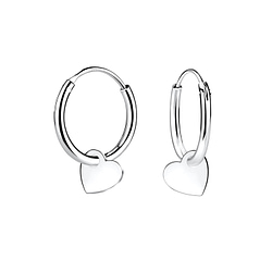 Wholesale Sterling Silver Heart Ear Hoops - JD11372