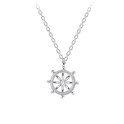 Wholesale Sterling Silver Wheel Necklace - JD11359
