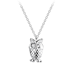 Wholesale Sterling Silver Owl Necklace - JD11755