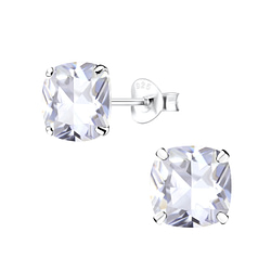 Wholesale 8mm Cushion Cubic Zirconia Sterling Silver Ear Studs - JD10280
