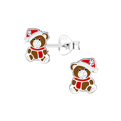 Wholesale Sterling Silver Christmas Bear Ear Studs - JD13364