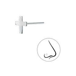 Wholesale Sterling Silver Cross Nose Stud - Pack of 10 - JD13065
