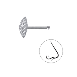 Wholesale Sterling Silver Leaf Nose Stud With Ball - Pack of 10 - JD13133