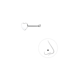 Wholesale Sterling Silver Heart Nose Stud With Ball - Pack of 10 - JD13176