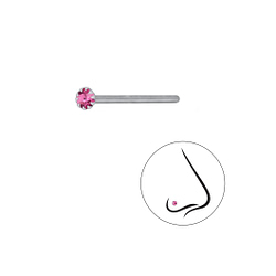 Wholesale 2mm Round Crystal Sterling Silver Nose Stud - Pack of 10 - JD13349