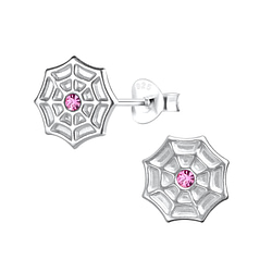 Wholesale Sterling Silver Spider Web Ear Studs - JD12472