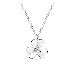 Wholesale Sterling Silver Flower Necklace - JD14125