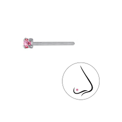 Wholesale 1.8mm Round Crystal Sterling Silver Nose Stud - Pack of 10 - JD13339