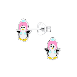 Wholesale Sterling Silver Penguin Ear Studs - JD15395