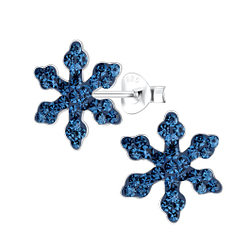 Wholesale Sterling Silver Snowflake Crystal Ear Studs - JD14127