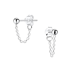 Wholesale 3mm Ball Sterling Silver Ear Studs with Chain - JD9565