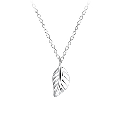 Wholesale Sterling Silver Leaf Necklace - JD15470