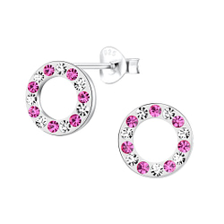 Wholesale Sterling Silver Crystal Circle Ear Studs - JD15680