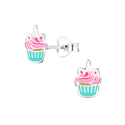 Wholesale Sterling Silver Cupcake Ear Studs - JD15694