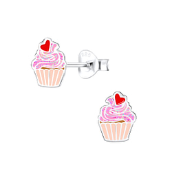 Wholesale Sterling Silver Cupcake Ear Studs - JD15695