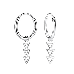 Wholesale Sterling Silver Geometric Charm Ear Hoops - JD15682
