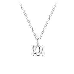 Wholesale Sterling Silver Lotus Flower Necklace - JD15686