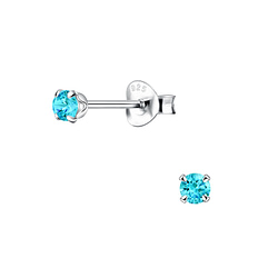 Wholesale 3mm Round Cubic Zirconia Sterling Silver Ear Studs - JD9997