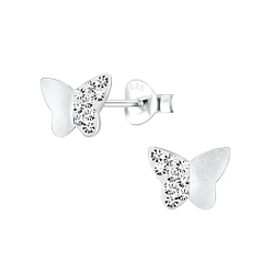 Wholesale Sterling Silver Butterfly Crystal Ear Studs - JD15701