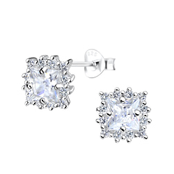 Wholesale Sterling Silver Square Ear Studs - JD16370