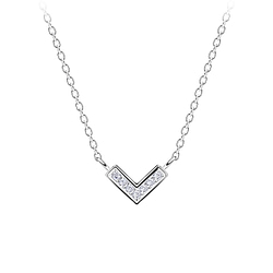 Wholesale Sterling Silver Chevron Necklace - JD16373