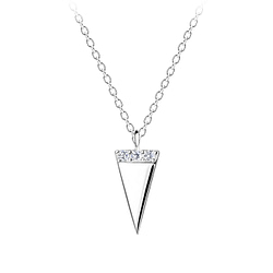 Wholesale Sterling Silver Triangle Necklace - JD16385